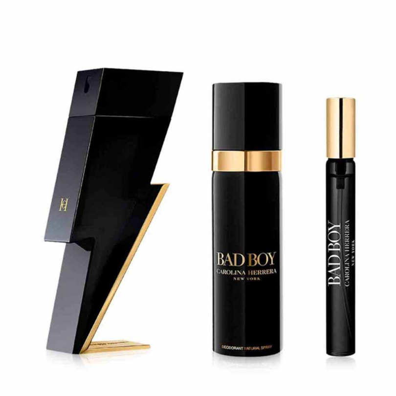 Carolina Herrera Bad Boy Eau de Toilette 100ml, Shower Gel 100ml & 10ml Travel Spray Gift Set
