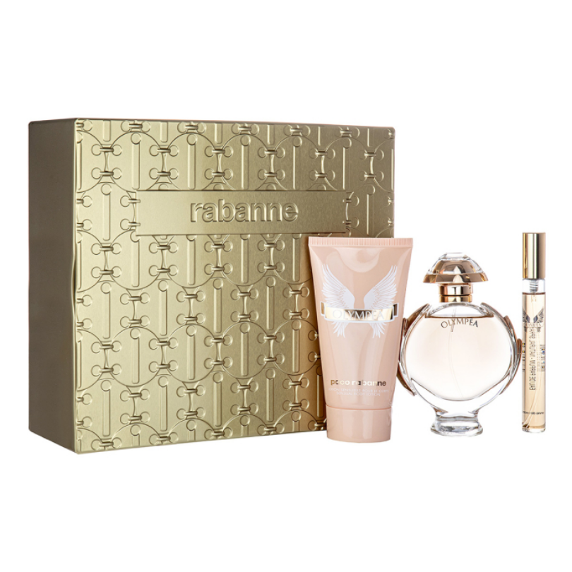 Paco Rabanne Olympea Eau de Parfum Spray 50ml, Body Lotion 75ml & Mini Eau de Parfum Spray 10ml Gift Set