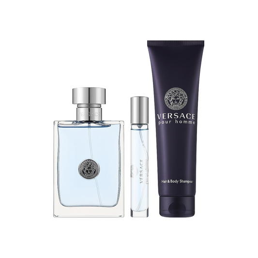Versace Pour Homme Eau De Toilette 100ml + Eau De Toilette 10ml + Hair &amp; Body Shower Gel 150ml 3pcs set