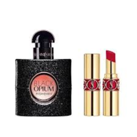 Yves Saint Laurent Black Opium Eau de Parfum 50ml & Rouge Volupte Shine Lipstick No. 83 Gift Set